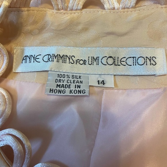 Anne Crimmins Long Sleeve Scalloped Floral Print Satin Blouse Pink Women's 14 - Picture 6 of 6